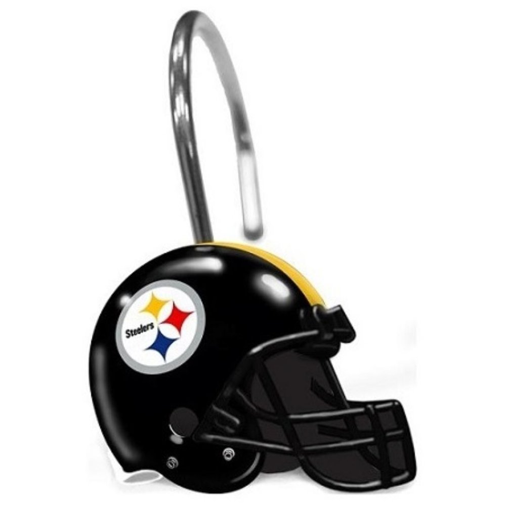 🏈🆕 PITTSBURGH STEELERS 12 PIECE SHOWER CURTAIN RINGS SET - NFL - UNISEX